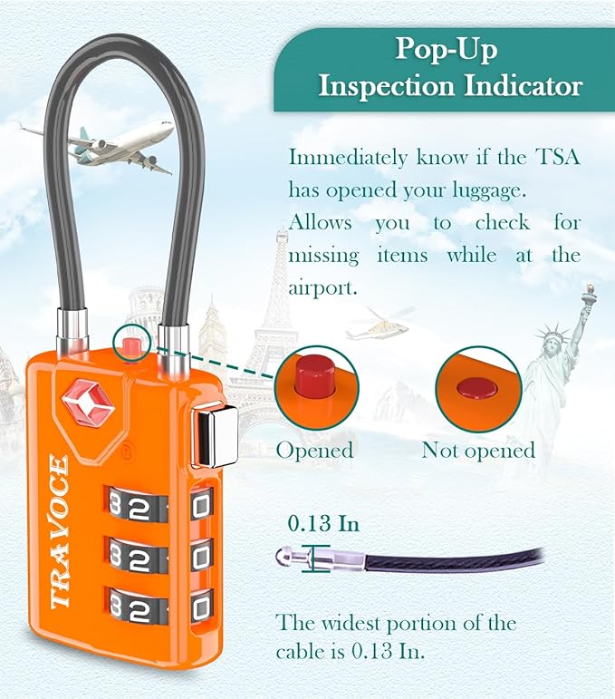 TSA Approved Luggage Locks, Travel Locks Which Also Work Great as Gym Locks - Image 3
