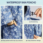 ANYOO Waterproof Rain Poncho Lightweight Reusable Hiking Hooded Coat Jacket - Image 3