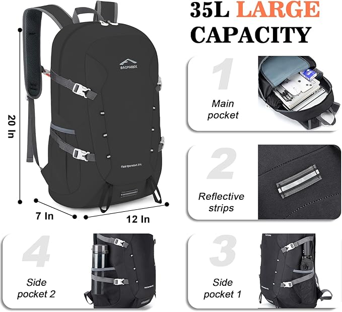 Hiking Backpack, Large 35L Travel Backpacks - Image 3