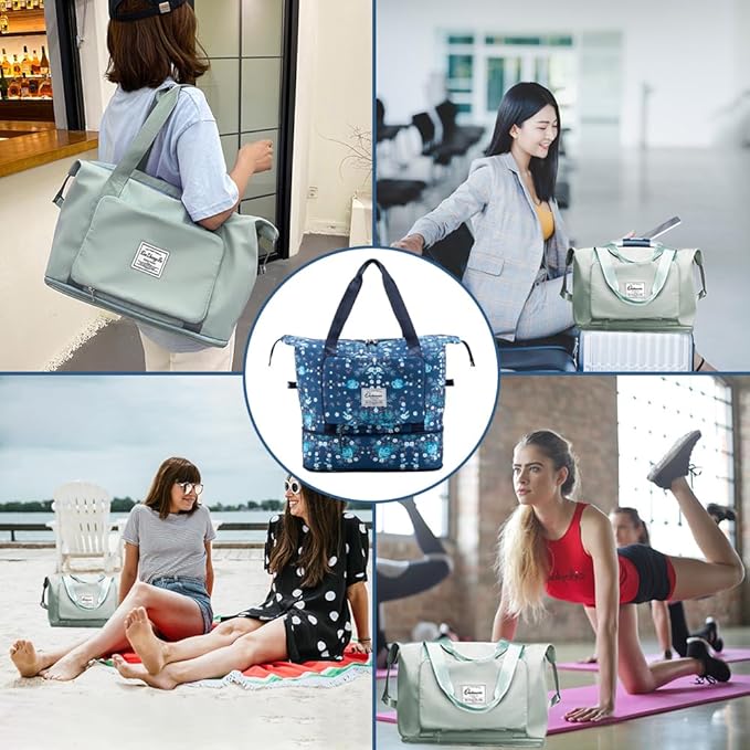 Large Capacity Foldable Travel Bag Expandable Portable Carry on Bag Dry&Wet - Image 6