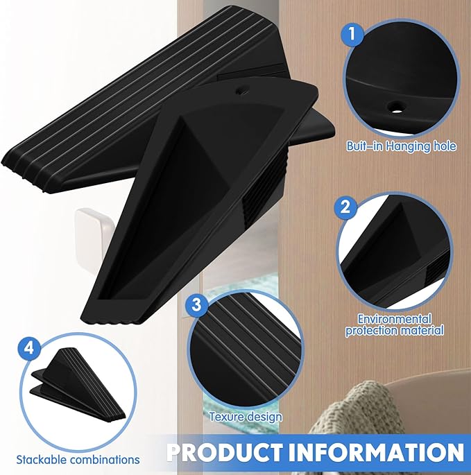 Frienda 4 Pcs Jumbo Door Stoppers Heavy Duty Door Stopper Tall up to 2inch Tall - Image 3