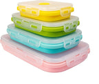 Set of 4, Collapsible Silicone Food Storage Container, Leftover Meal Box by CozyKit