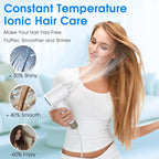 Hair Dryer, 1500W High Speed 110000 RPM Blow Dryer with Plasma Tech (Positive+Negative Ionic), LCD Display, 5 Modes, Thermo-Control, Low Noise, Fast Drying Travel Hair Dryer for Home or Travel(White)
