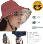 vidsel Womens Sun Hats Wide Brim Reversible Bucket Cotton Hat Packable Summer - Image 4