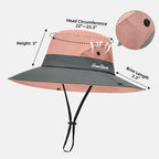 Ponytail Sun Bucket Hats for Women UV Protection Foldable Wide Brim (1 Pack-pink)
