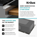 KRAUS Kore Workstation 45-inch Undermount 16 Gauge Stainless Steel Kitchen Sink - Image 5