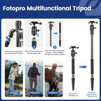 Fotopro 59" Carbon Fiber Travel Tripod, Lightweight Compact Camera Tripod - Image 3