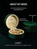 TAIMY Travel Jewelry Case, Small Round Velvet Travel Jewelry Box - Image 3