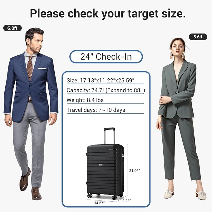 Kono 24 Inch Expandable Luggage Suitcase - Image 8