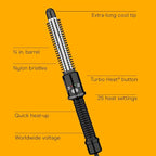 Conair Instant Heat Curling Iron Brush, 3/4-Inch Barrel Curling Brush for Short Hair, 30-Second Heat-Up with 25 Heat Settings for All Hair Types, Black