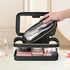 Travel Clear Makeup Bag with Makeup Brush Bag, Leather Makeup Case Toiletry Bag - Image 7