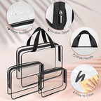 TISRATOK 10 PCS Clear Travel Makeup Toiletry Bag, Plastic PVC Cosmetic TSA - Image 6