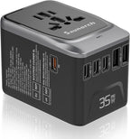 Universal Travel Adapter, PD 35W 7 in 1 International Power Plug Adapter by SAUNORCH