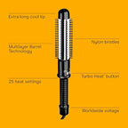 Conair Instant Heat Curling Iron Brush, 1 1/4-Inch Barrel Curling Brush for Short Hair, 30-Second Heat-Up with 25 Heat Settings for All Hair Types, Black