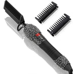DAN Technology LCD Screen Digital Display Diamond Shaped Hot Comb, Black, 13.1 x 2.3 inches, 500 Degree Plug in Hot Comb with Adjustable Temperatures, Temperature Lock, Suitable for All Hair Types