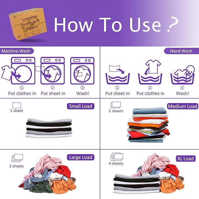 Freelivity Laundry Detergent Sheets, 200 Loads Eco-Friendly Laundry Soap Strips - Image 3