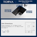 TORVA Bar Sink, TORVA 14 x 18 Inch Undermount Kitchen Sink, Gloss Black PVD - Image 3