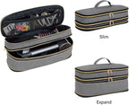 Hair Dryer Travel Carrying Case, Curling Iron Storage Bag, Slim Expandable Handheld Dual-Layer Travel Storage Bag for Dryer/Hair Tool Organizer/Style Organizer