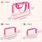 TISRATOK 10 PCS Clear Travel Makeup Toiletry Bag, Plastic PVC Cosmetic TSA - Image 2