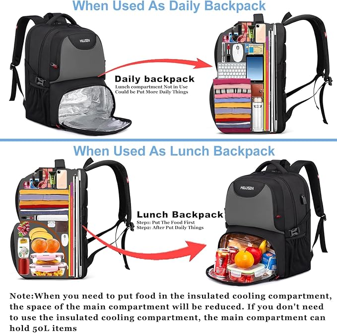 Lunch Bag Backpack, Insulated Cooler Lunch Box Backpack, Extra Large 17inch - Image 3