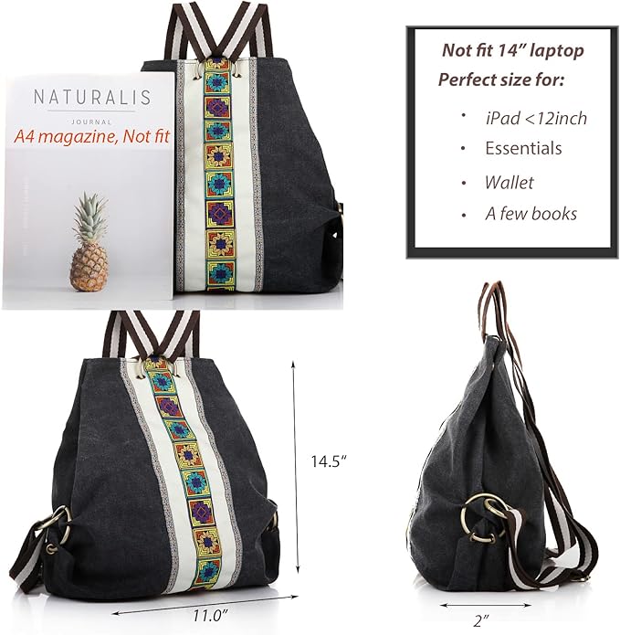 Goodhan Women Canvas Backpack Daypack Casual Shoulder Bag, Vintage Heavy-duty - Image 4