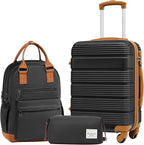 LONG VACATION 3 Piece Carry On Luggage 20 Inch Suitcase by LONG+VACATION