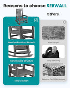 SERWALL Outdoor Rocking Chair, HDPE Patio Rocking Chair All-Weather Porch Rocker - Image 6