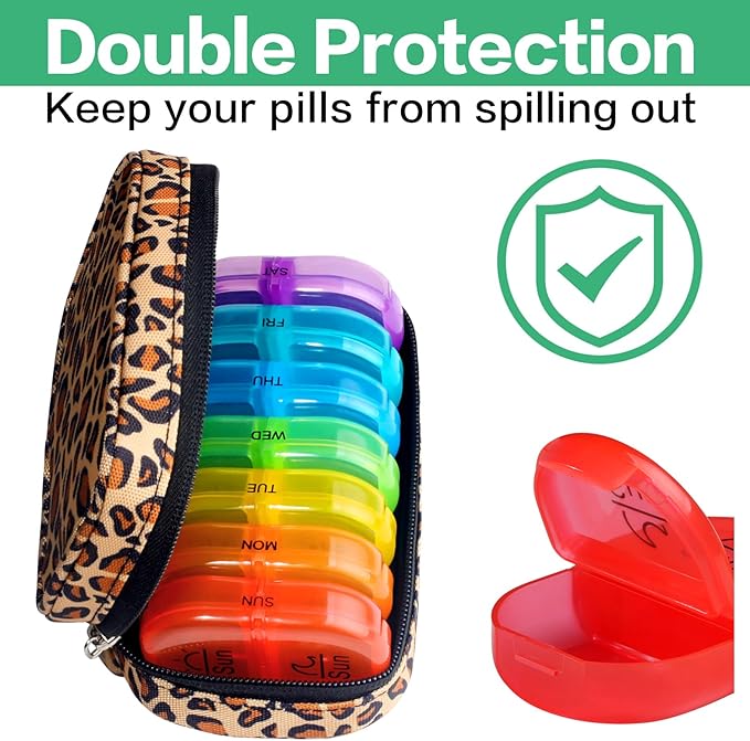 Serfeymi Weekly Travel Pill Organizer 2 Times A Day AM PM Upgraded Rainbow Pill - Image 5