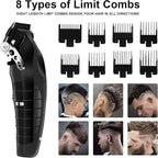 KEMEI Black Hair Clippers for Men， Adjustable Blade Cordless Clipper Professional Barber Clippers， USB Rechargeable Wireless Haircut Clippers km-2296