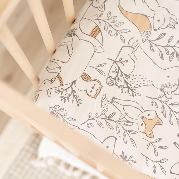 Crane Baby 100% Cotton Sateen Fitted Baby Sheets, Breathable, Fits 28X52 - Image 3