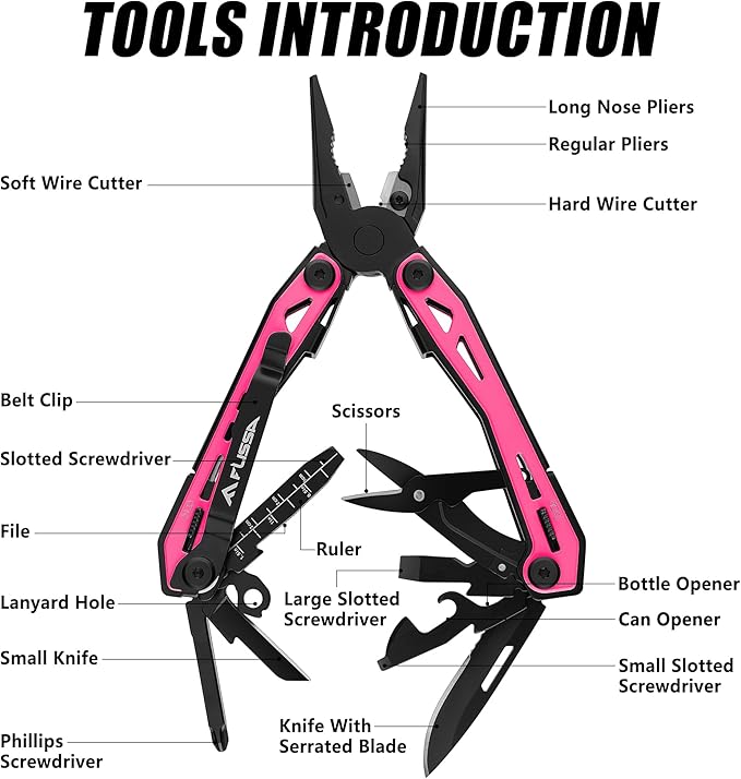FLISSA 16-in-1 Pink Multi Tool Pliers, Gift - Image 3