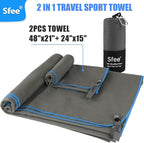 Sfee 2 Pack Microfiber Travel Towel, Quick Dry Towel Camping Towel Super - Image 3