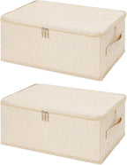 ANMINY 2PCS Storage Bins with Zipper Lids 13 Qt Lidded Fabric Storage Boxes by ANMINY