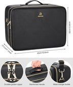 Relavel Extra Large Makeup Case Travel Makeup Bag Professional Leather Artist Bag Portable Cosmetic Brush Holder Organizer Nail Organizer Box with Adjustable Dividers
