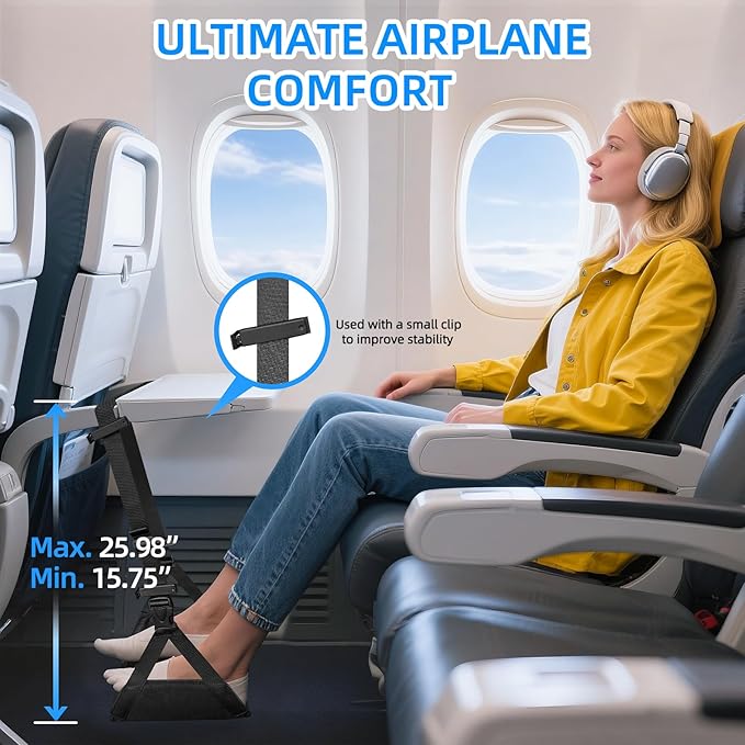 Airplane Foot Hammock for Plane Travel, Foot Sling Swing Rest for Airplane - Image 2