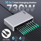 730W USB C Charger Block, 10-Ports GaN V Fast Charging Station Hub, QC4.0+3 PD - Image 2
