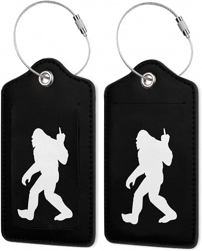 2Pcs Luggage Tag for Suitcase Black Sasquatch Cute Luggage Tag by Gearsly