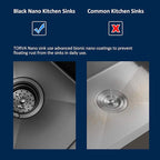 TORVA 18 x 18 Inch Gloss Black Drop-in Topmount Kitchen Sink - Image 7