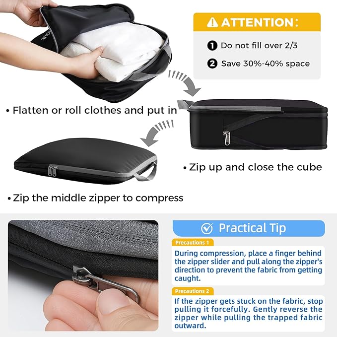 BAGAIL 4 Set/6 Set/8 Set Compression Packing Cubes Travel Accessories - Image 4