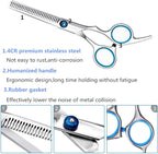 Professional Hair Cutting Scissors Shears Barber Thinning Set Kit- Family Hair Cutting,Barber Hair Cutting Tool Thinning texturizing/Blue 6"