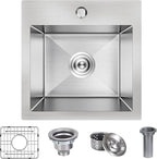 15 x 15 Inch Drop In Bar Sink, Small Kitchen Sink Single Bowl Topmount Bar Prep by Kadorer