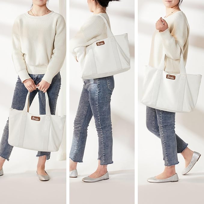 AW BRIDAL Monogram Canvas Tote Bag - Image 5