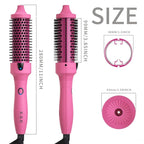 K&K Thermal Brush, 1.5 Inch Ionic Heated Round Brush, Professional Heated Ceramic Tourmaline Coating Curling Iron, Hot Styling Volumizing Tool, Dual Voltage, Pink