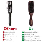 FRAMAR Slick Back Hair Brush Boar Bristles – Slick Back Brush, Smoothing Hair Brush For Women, Boar Bristle Hair Brush For Fine Hair, Slickback Brush For Volume and Shine - Brown Velvet
