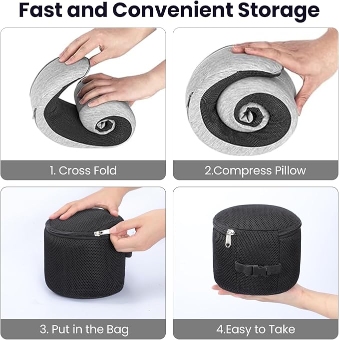Travel Pillow, Best Memory Foam Neck Pillow Head Support Soft Pillow - Image 4