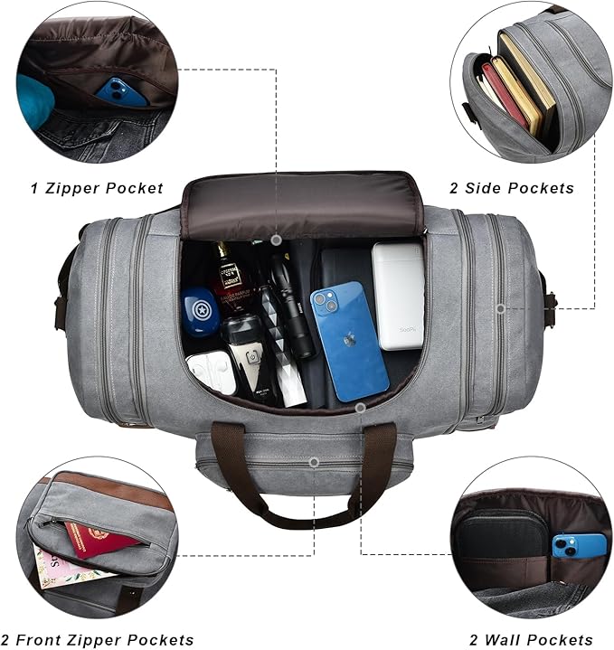 Dimayar Expandable Duffle Bag for Men, 50L Large-Capacity Weekender, - Image 3
