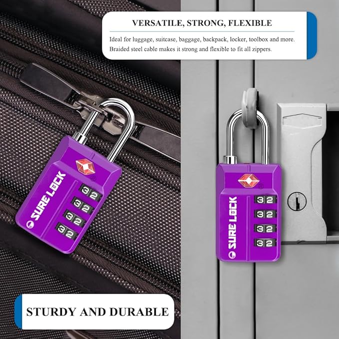 TSA Approved Travel Luggage Locks, Open Alert Combination Lock - Image 5
