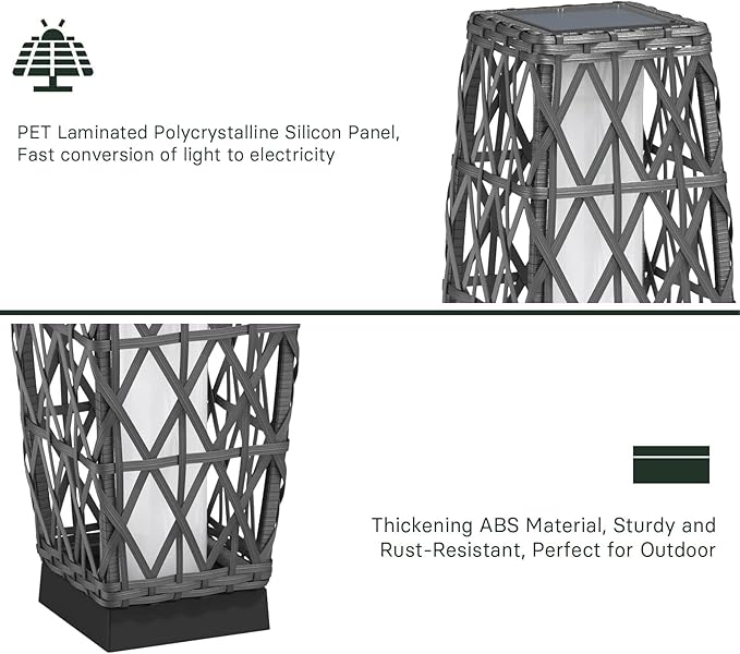 Grand patio 2-Piece Solar Outdoor Floor Lamp Solar Powered Wicker Lantern - Image 7