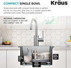 KRAUS Fairlane 15-inch Drop In/Top Mount Single Bowl 18-Gauge Stainless Steel - Image 8