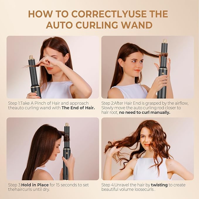 5 in 1 Blow Dryer Brush, Upgrade Hair Dryer Brush Set Negative Ion Air Styler Curling Wrap Air Curler, Hot Air Brush Curling Iron Hair Styling Tools As A Gift for Straight/Curl/Dry/Smooth
